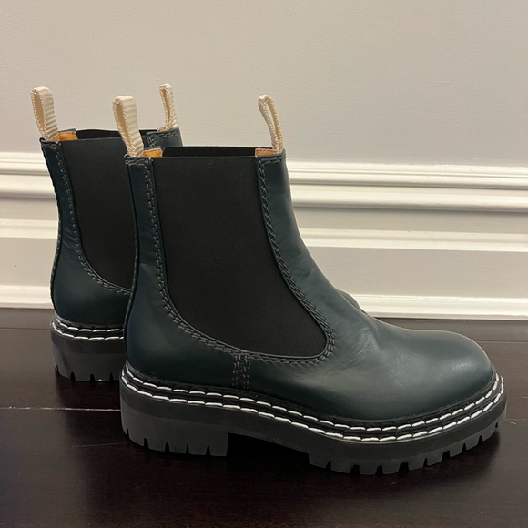 Proenza Schouler Shoes - Proenza Schouler Dark Green Chelsea Boots